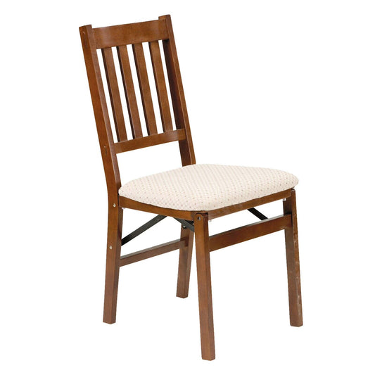 Stakmore Arts and Craft Hardwood Adult Folding Chair with Blush Upholstery - Light Cherry Frame