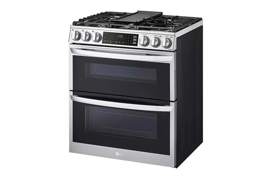 30 Inch Slide-In Gas Smart Range with 5 Sealed Burners, Double Oven, 6.9 Cu.