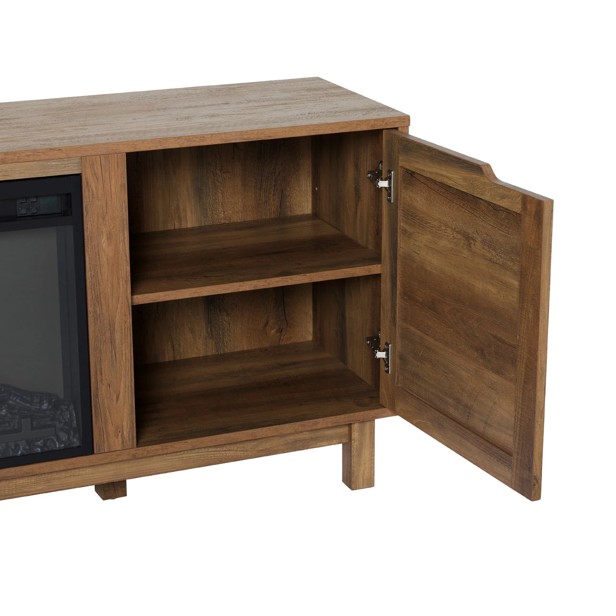 Walker Edison Transitional 2-Door Fireplace TV Stand for TVs up to 65��, Reclaimed Barnwood