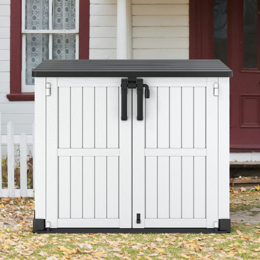 Bifanuo Outdoor Resin Storage Shed 34 Cu.ft Garden Storage Extra Large Capacity Weather Resistant Storage Box, Lockable Resin Waterproof Shed for Bike, Lawnmowe, Garden Tools