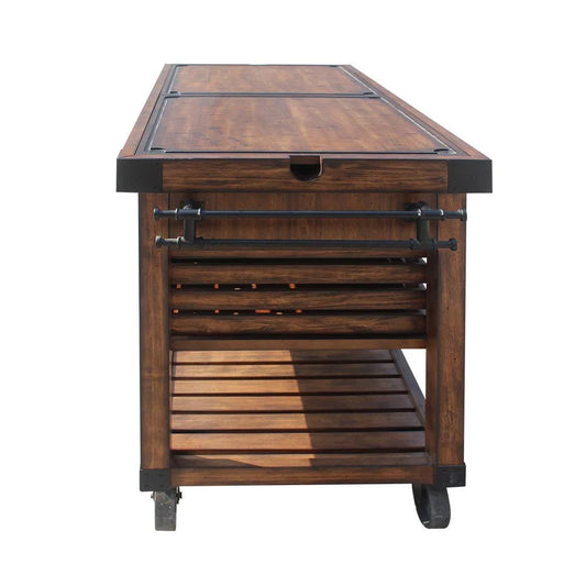 ACME Kaif 3-Drawer Wooden Kitchen Cart with 3 Baskets in Distress Chestnut