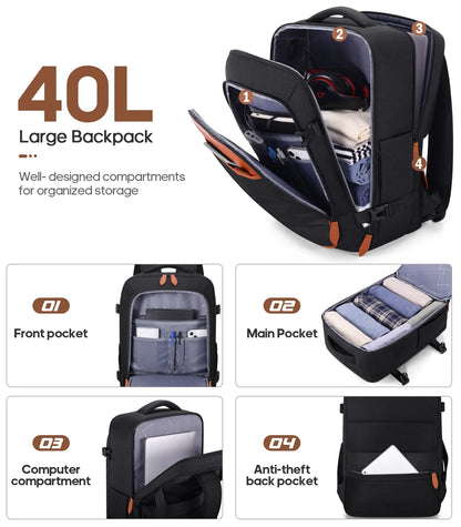 UKEIN Luggage Sets 3 Piece, Carry On Luggage with Wheels, 20 Inch Hardshell Suitcase with TSA Lock, 100% PC Carry On Suitcases Airline Approved With Travel Backpack for Men Women