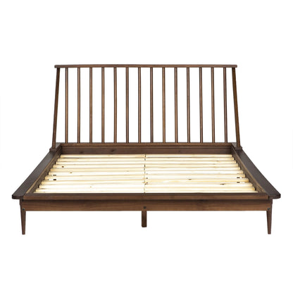 Walker Edison Modern Boho Queen Size Solid Wood Platform Bed, Walnut