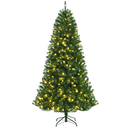 Costway 7ft Pre-lit Hinged Christmas Tree w/ Remote Control & 9 Lighting Modes