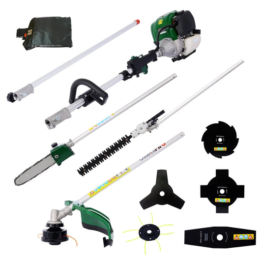 9 In 1 Multi-Functional Trimming Tool With Gas Pole Saw Hedge Trimmer Grass Trimmer Brush Cutter 38cc 6500RPM 4-Cycle Garden Tools