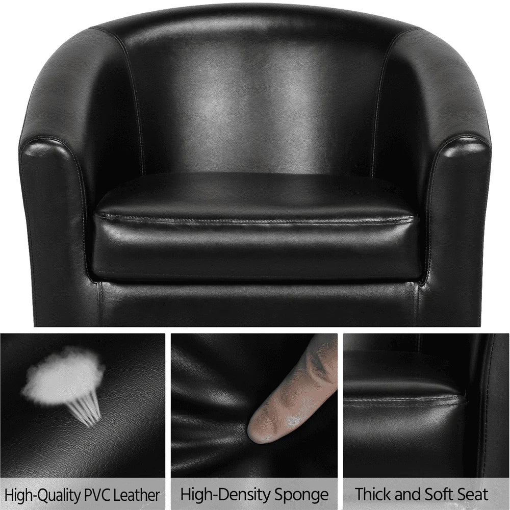 Yaheetech Faux Leather Accent Arm Chair For Living Room, Black