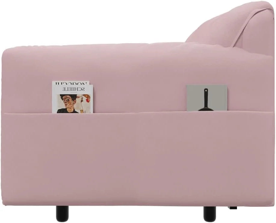 Tabaray 63.8" Futon Sofa Bed Queen Size, Pull Out Bed, 3-in-1 Convertible Sleeper Sofa with Side Pocket, Modern Plush Velvet Futon Couch for Living Room, Small Space, Apartment, Bedroom, Black