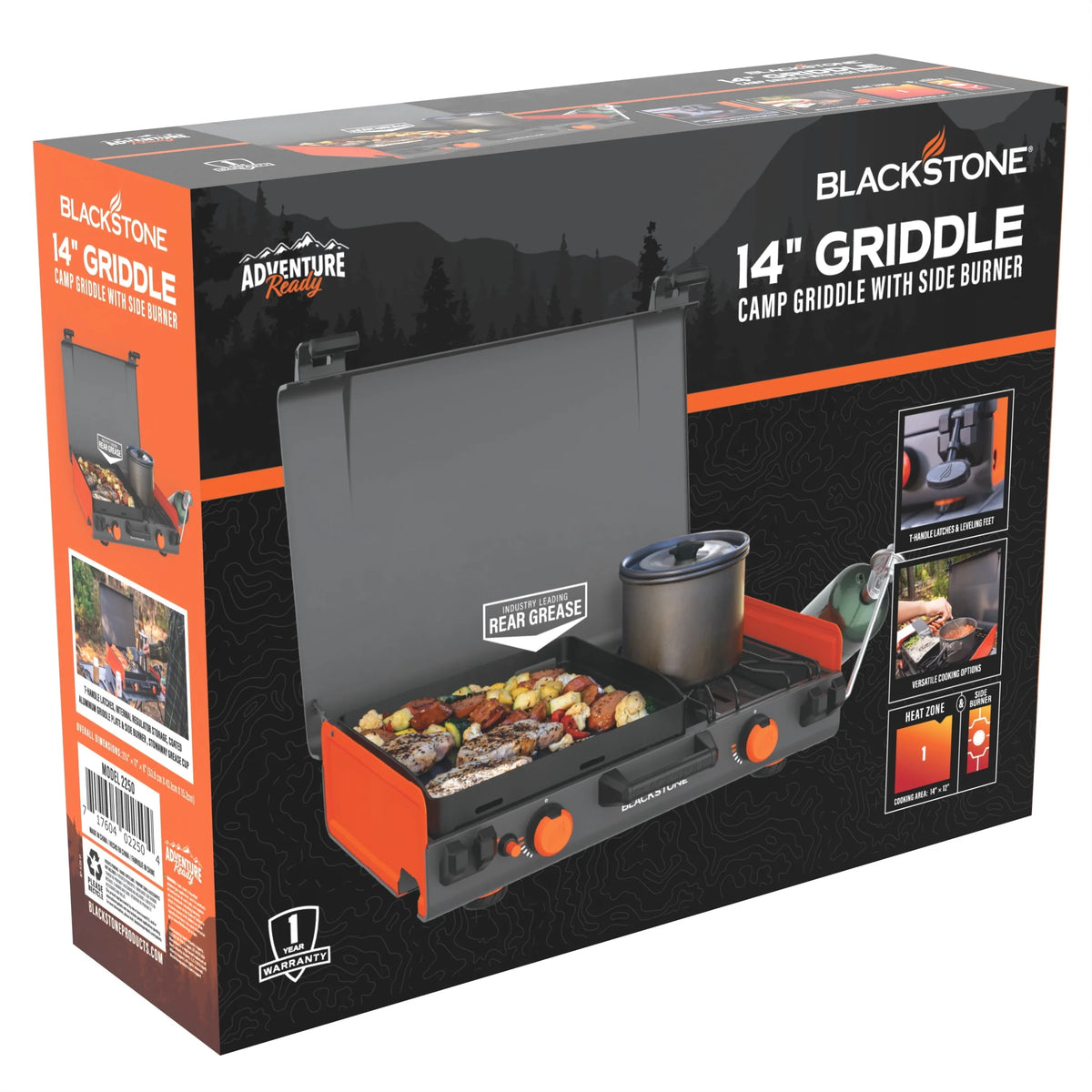 Blackstone Adventure Ready 12"x14�� Propane Camping Griddle with Side Burner