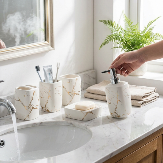 Stone Bathroom Accessory Cup Set